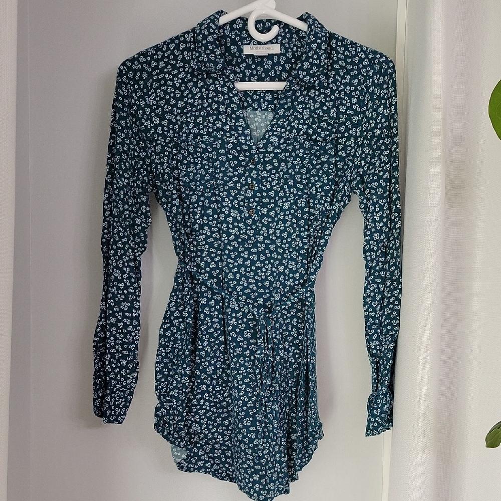 Motherhood Teal Floral Maternity Top